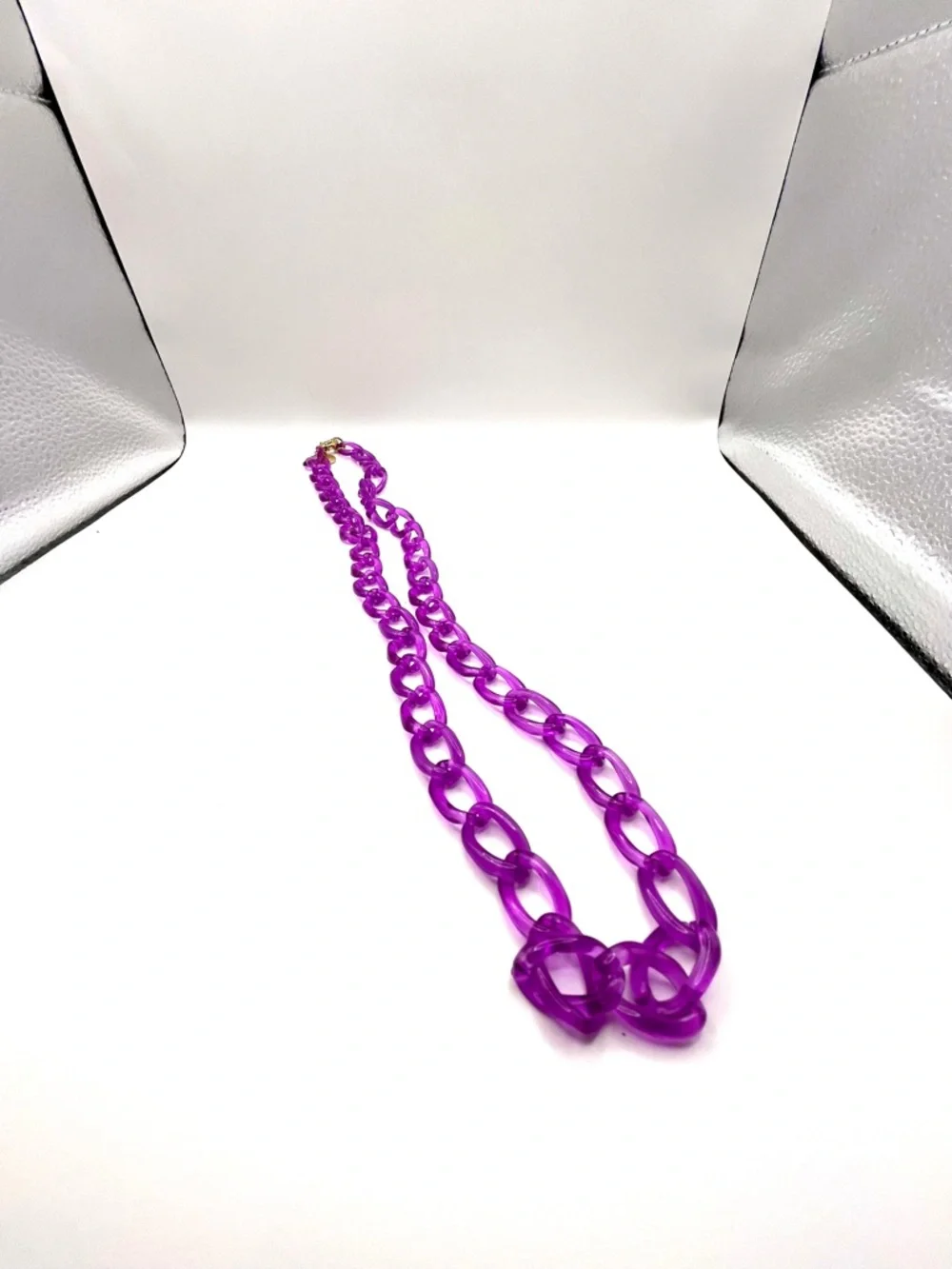 Bright Purple Resin Link Necklace 30 Inches